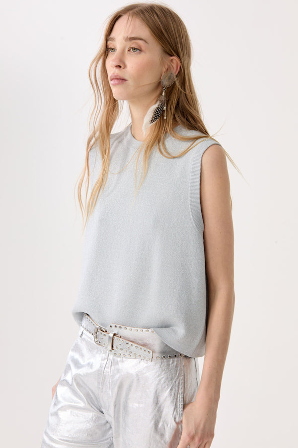 Glitter Knitted Top - Silver