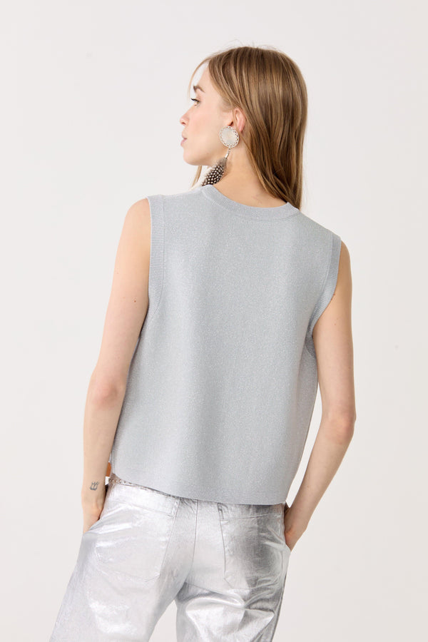 Glitter Knitted Top - Silver