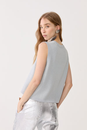 Glitter Knitted Top - Silver