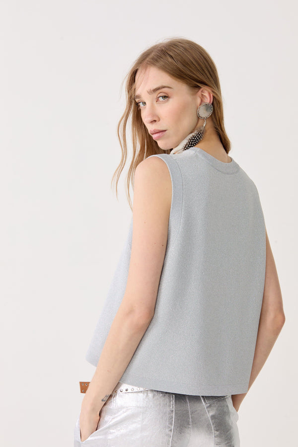 Glitter Knitted Top - Silver