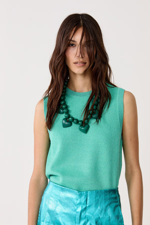 Glitter Knitted Top - Turquoise
