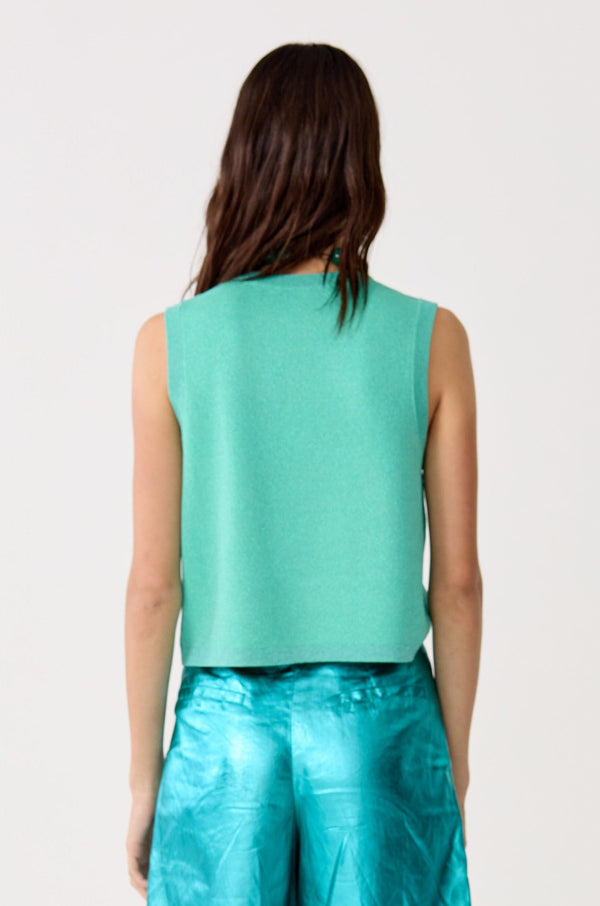 Glitter Knitted Top - Turquoise