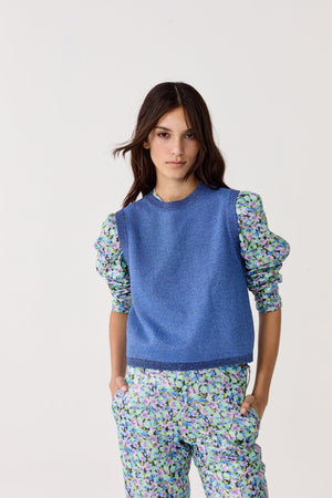 Glitter Knitted Top - Lanh Blue