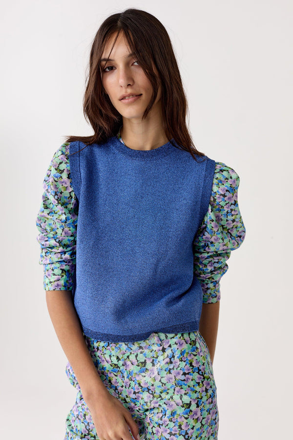 Glitter Knitted Top - Lanh Blue