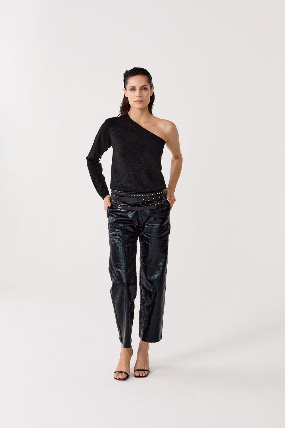 Astro Metallic Linen Pants - Metallic Black