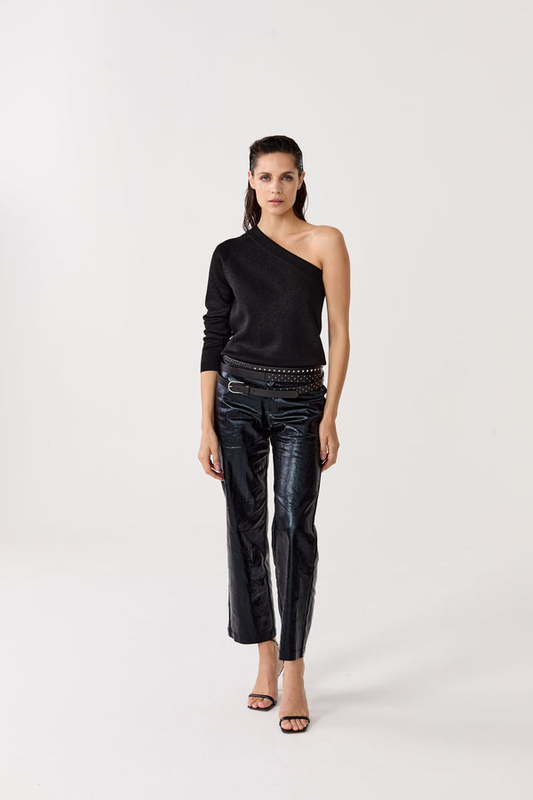 Astro Metallic Linen Pants - Metallic Black