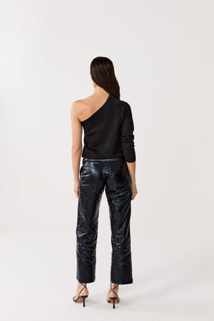 Astro Metallic Linen Pants - Metallic Black