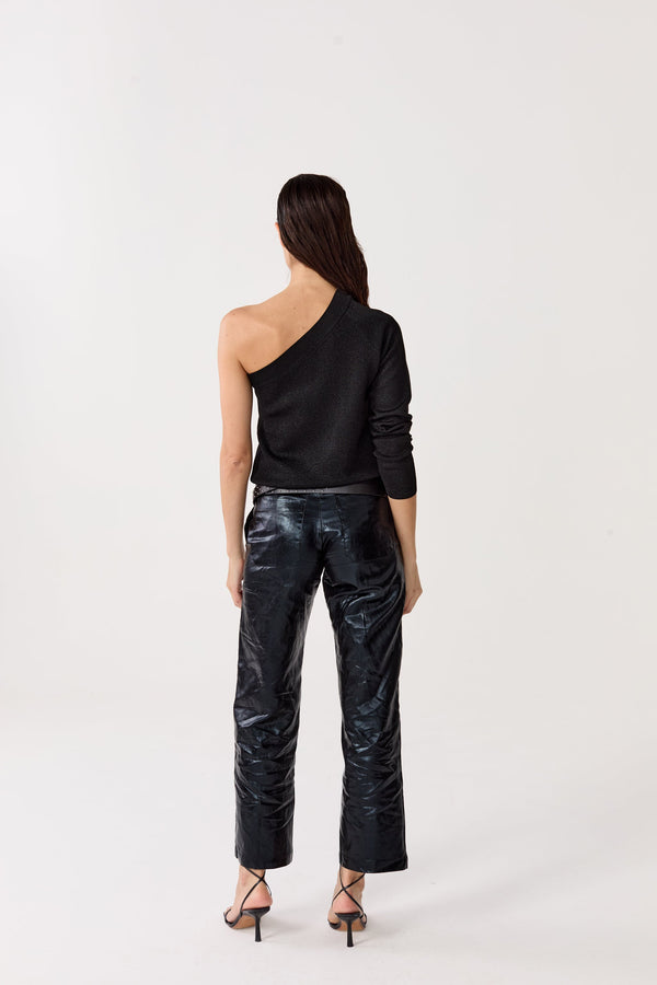 Astro Metallic Linen Pants - Metallic Black