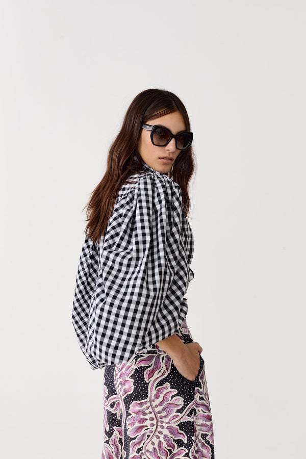 Samba Poplin Shirt - Black and White Vichy Checks
