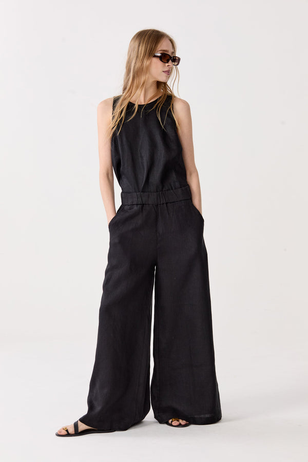 Yves Linen Top - Black