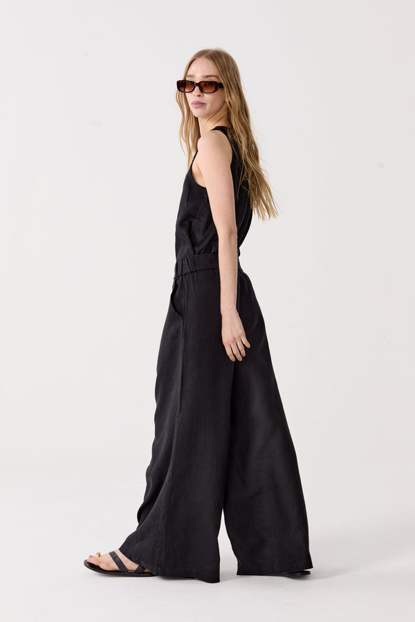 Yves Linen Top - Black