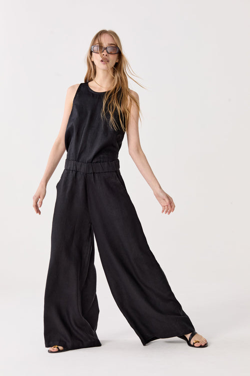 Yves Linen Top - Black