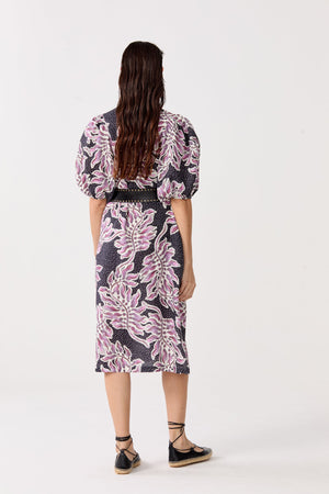 Bubble Linen Dress - Lavender Sky with Contrasting Details