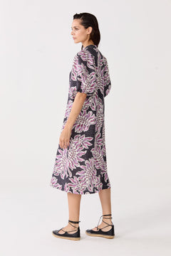 Bubble Linen Dress - Lavender Sky with Contrasting Details