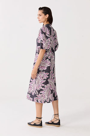 Bubble Linen Dress - Lavender Sky with Contrasting Details