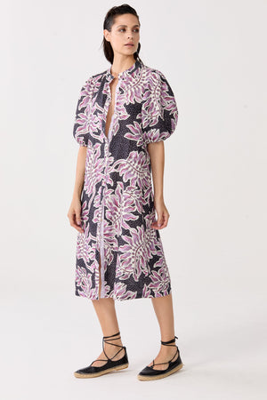 Bubble Linen Dress - Lavender Sky with Contrasting Details