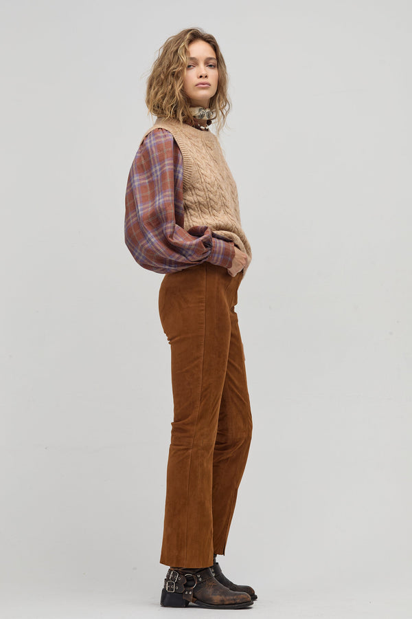 Tori Suede Pants - Tan