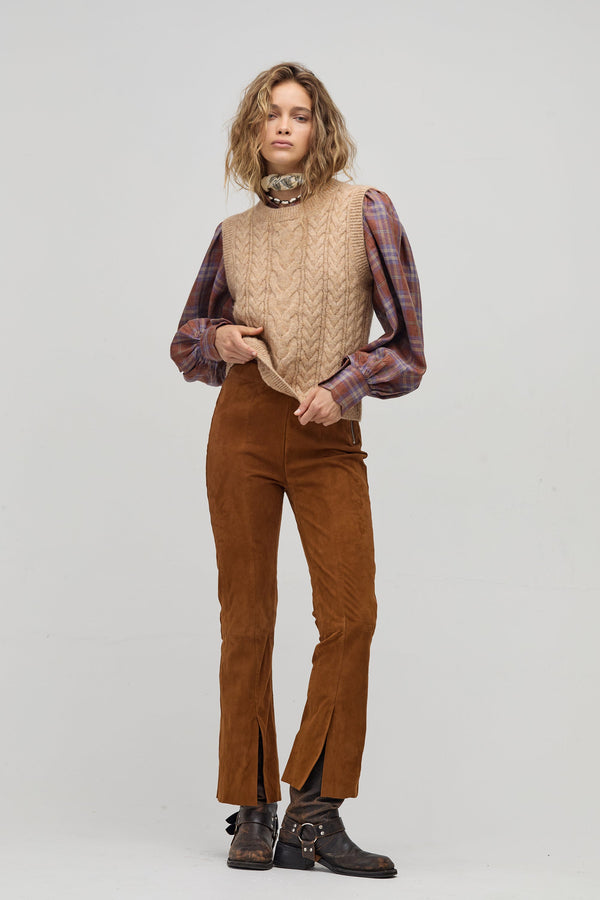 Tori Suede Pants - Tan