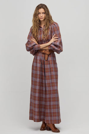 Sabi Linen Pants - Hazelnut Checks