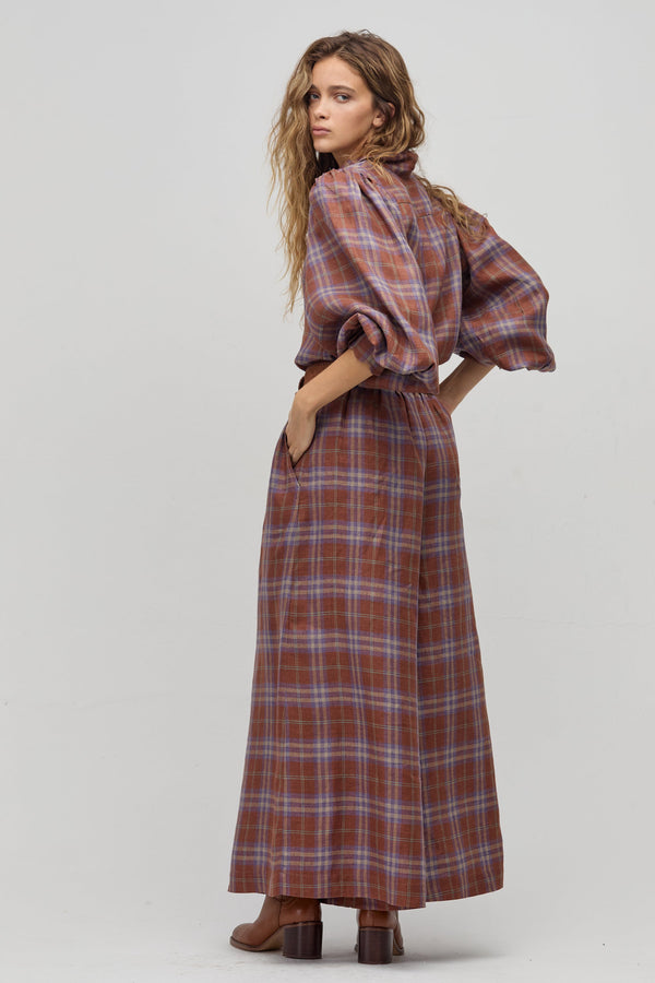 Sabi Linen Pants - Hazelnut Checks