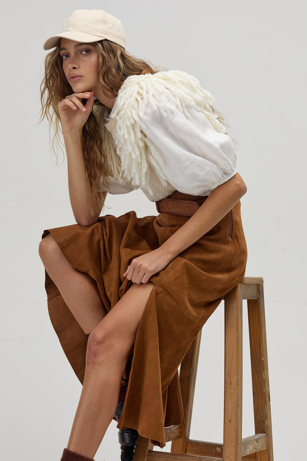 Alamo Suede Skirt - Tan