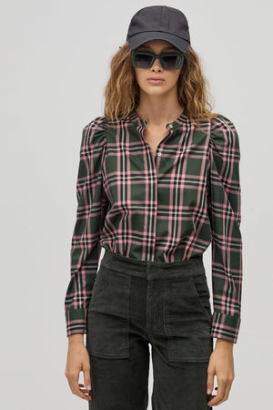 Lilium Twill Shirt - Green and Pink Checks