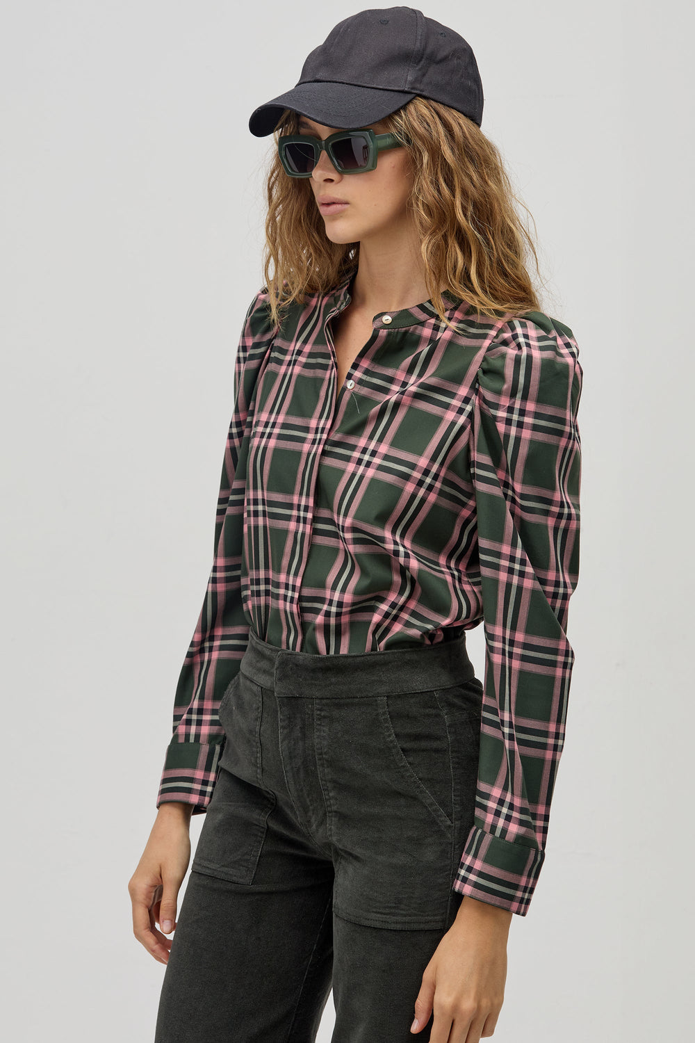 Lilium Twill Shirt - Green and Pink Checks