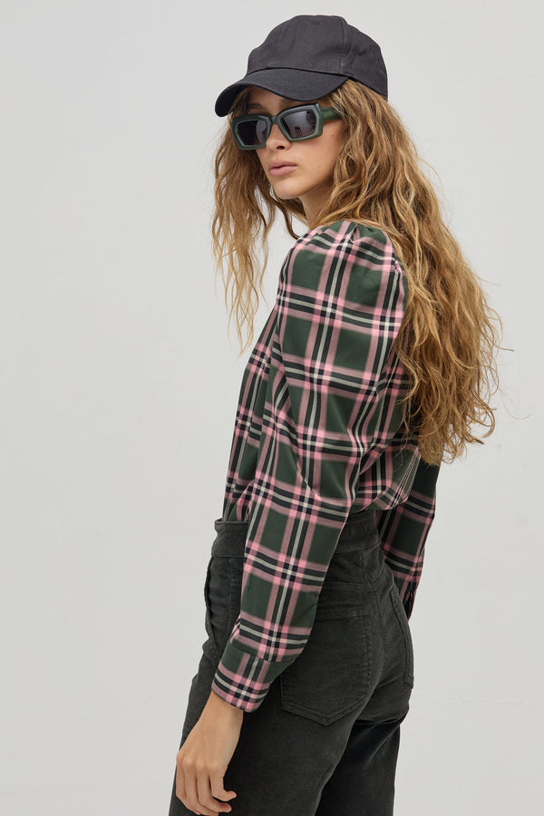 Lilium Twill Shirt - Green and Pink Checks