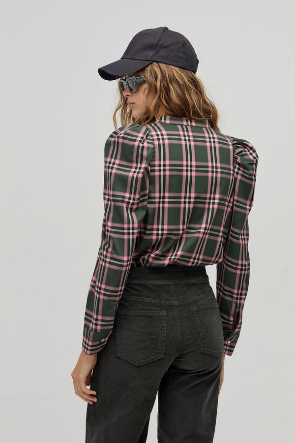 Lilium Twill Shirt - Green and Pink Checks