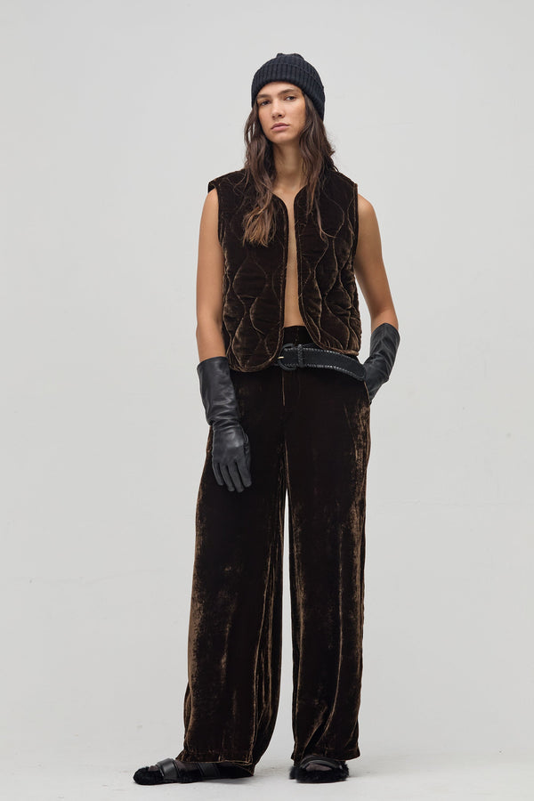 New Luna Velvet Pants - Chocolate