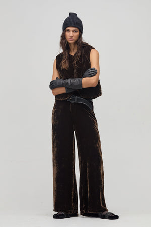 New Luna Velvet Pants - Chocolate