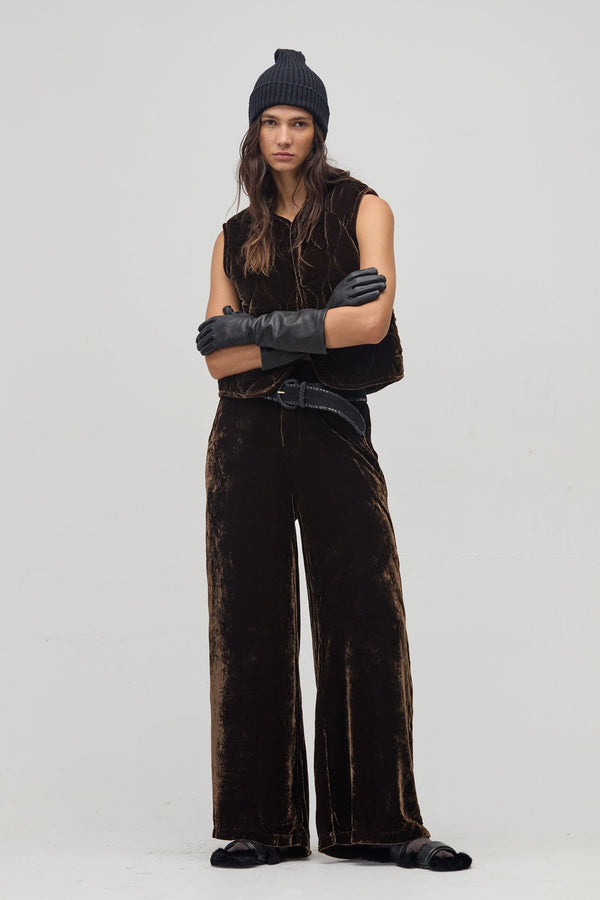 New Luna Velvet Pants - Chocolate