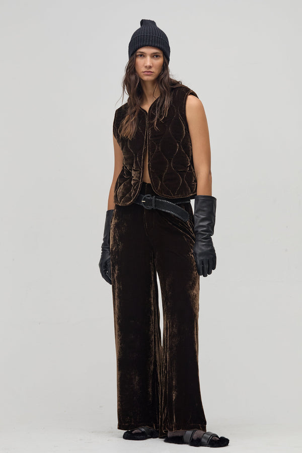 New Luna Velvet Pants - Chocolate