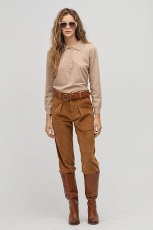 College Polo Sweater - Camel