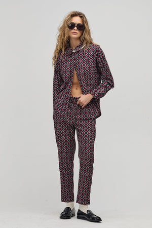 San Marino Corduroy Shirt - Bordeaux Tiles