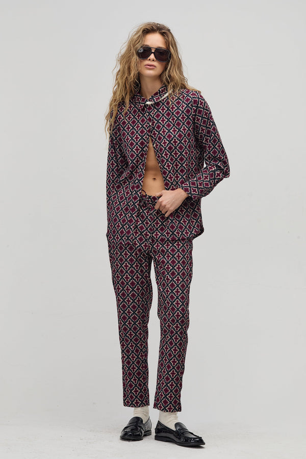 San Marino Corduroy Shirt - Bordeaux Tiles