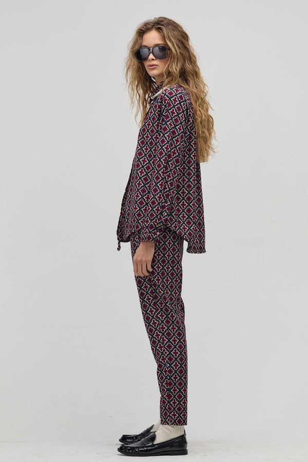 Lotus Corduroy Pants - Bordeaux Tiles