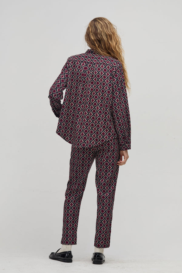 San Marino Corduroy Shirt - Bordeaux Tiles