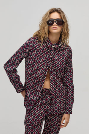 San Marino Corduroy Shirt - Bordeaux Tiles