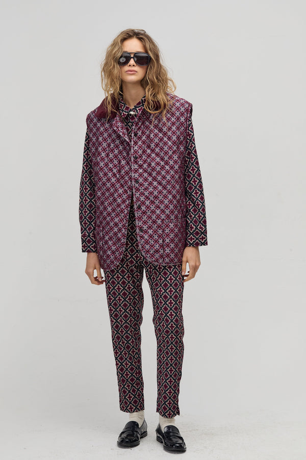 Lotus Corduroy Pants - Bordeaux Tiles