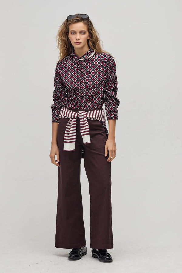 San Marino Corduroy Shirt - Bordeaux Tiles