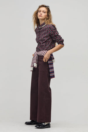 San Marino Corduroy Shirt - Bordeaux Tiles