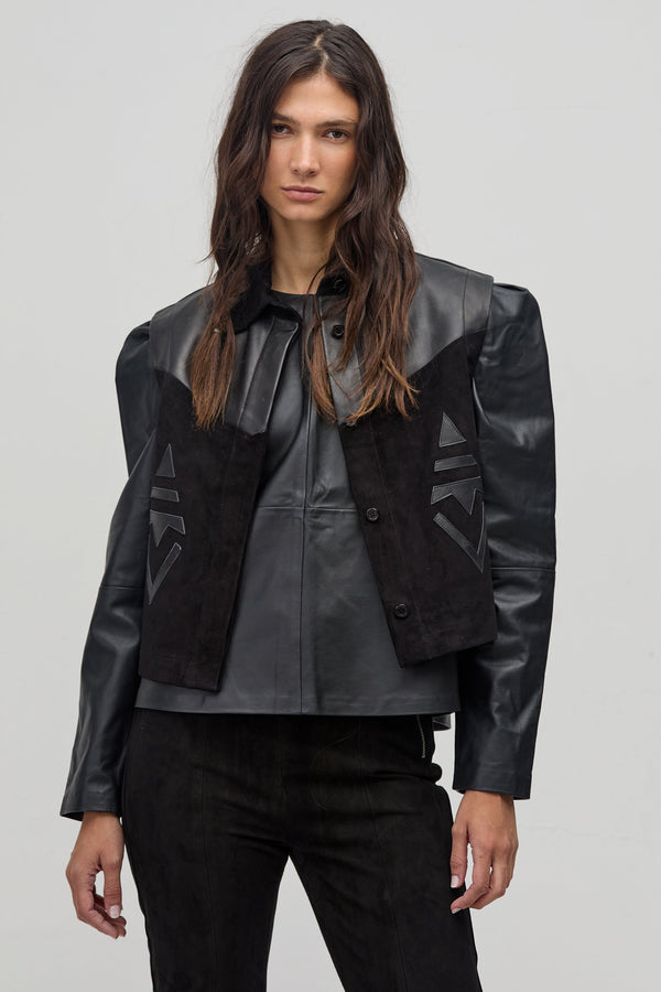 Inca Leather Top - Black
