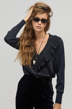 Boho Lurex Sweater - Black