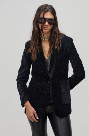 Cosmo Corduroy Blazer - Black with Silver