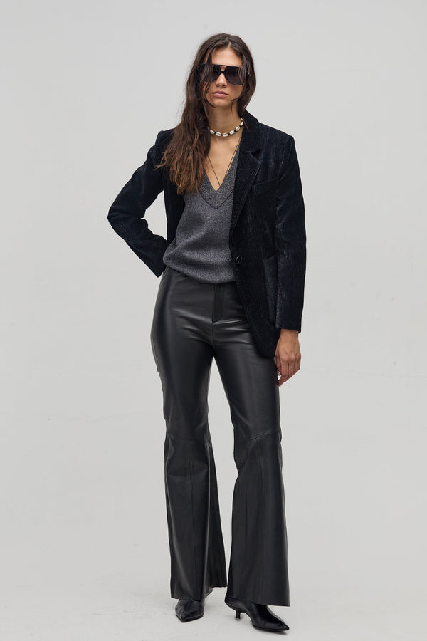 Cosmo Corduroy Blazer - Black with Silver