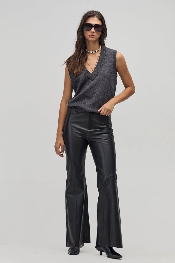 Preppy Lurex Knitted Vest - Graphite