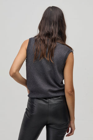 Preppy Lurex Knitted Vest - Graphite