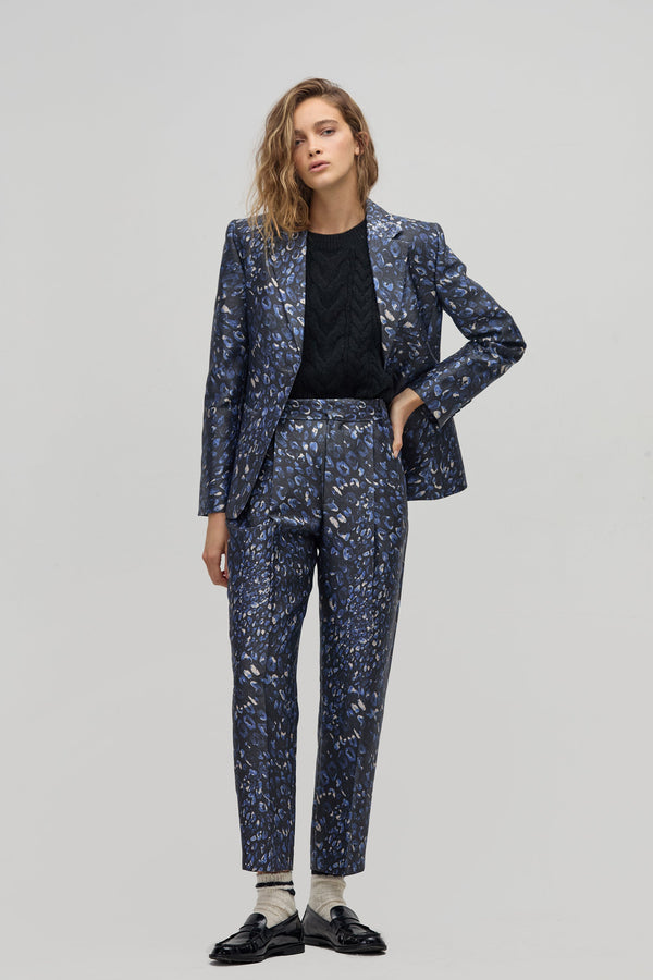 Oslo Taffeta Blazer - Midnight Leopard Print
