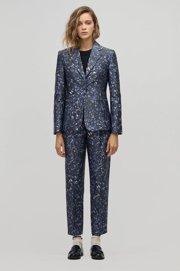 Oslo Taffeta Blazer - Midnight Leopard Print